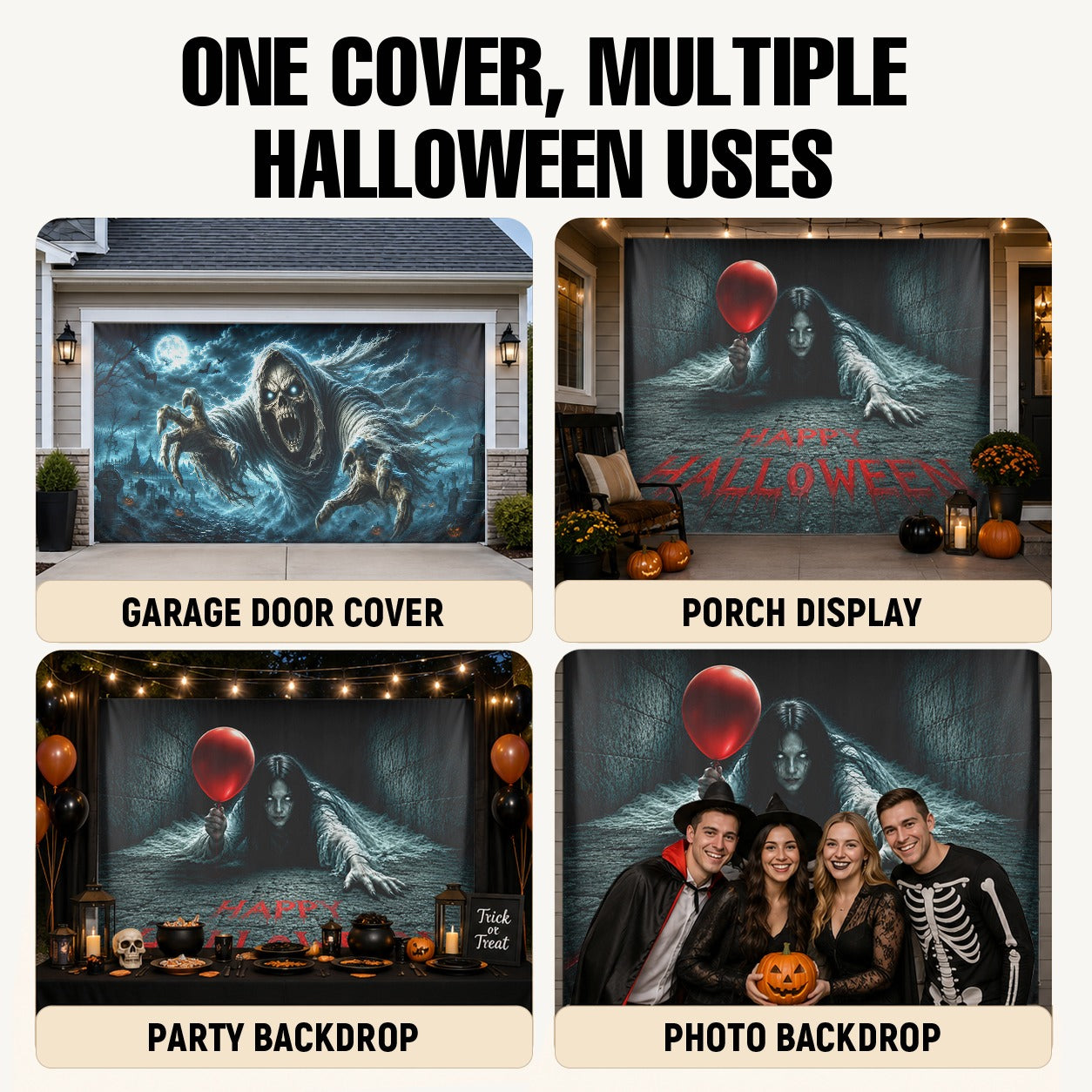 Grim Reaper Graveyard | Halloween Garage Door Banner Cover