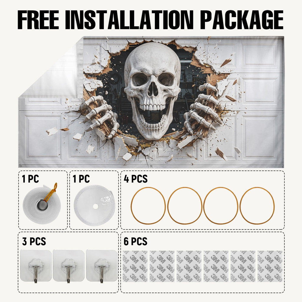 3D Illusion Skeleton | Halloween Garage Door Banner Cover