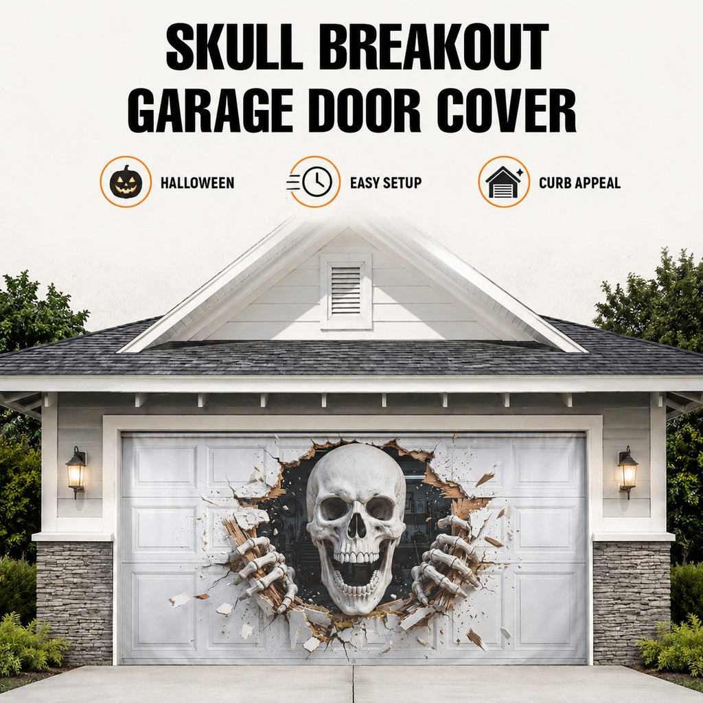 3D Illusion Skeleton | Halloween Garage Door Banner Cover
