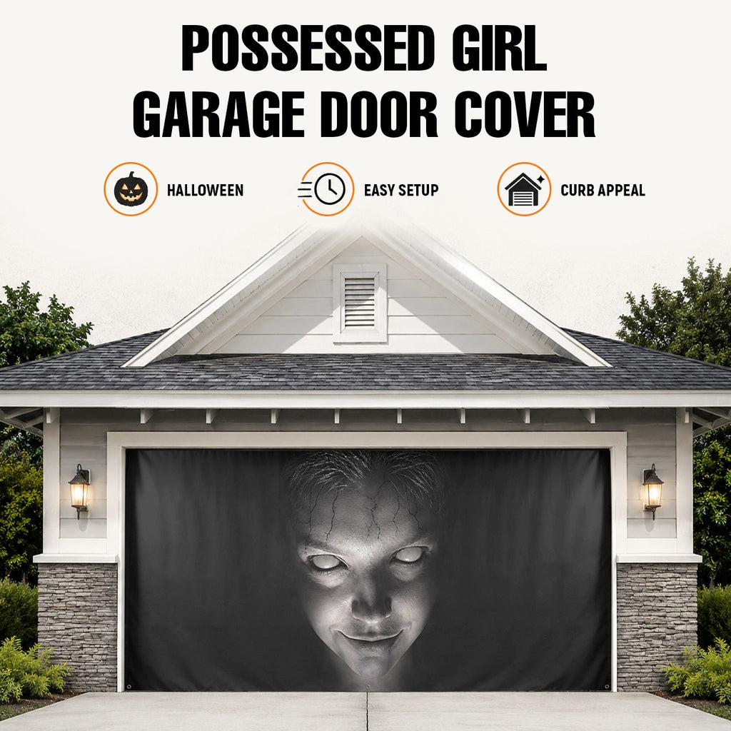Creepy Ghost Face Horror | Halloween Garage Door Banner Cover