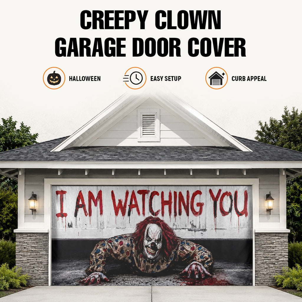 Zombie Monster & Glowing Eyes | Halloween Garage Door Banner Cover