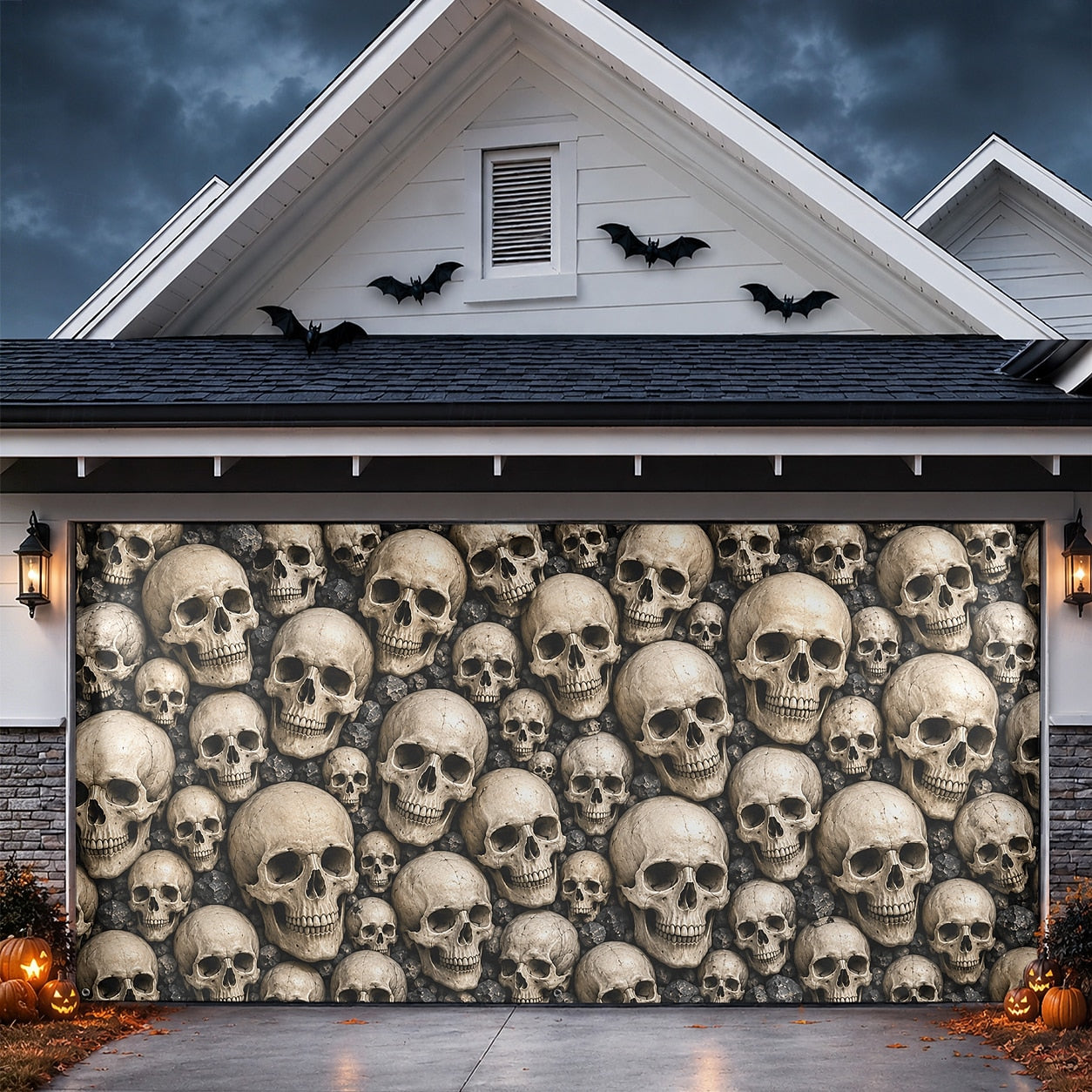 Skull Wall Pattern | Halloween Garage Door Banner Cover