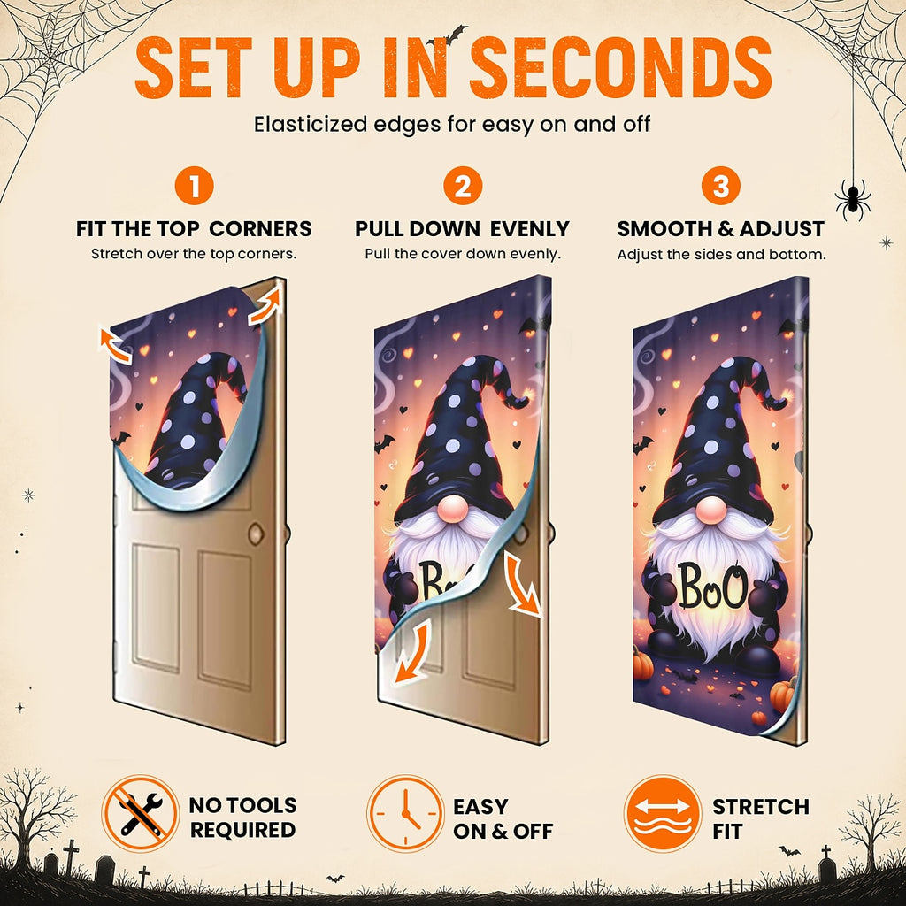 Gnome Boo Witch Pumpkin Banner Halloween Door Cover