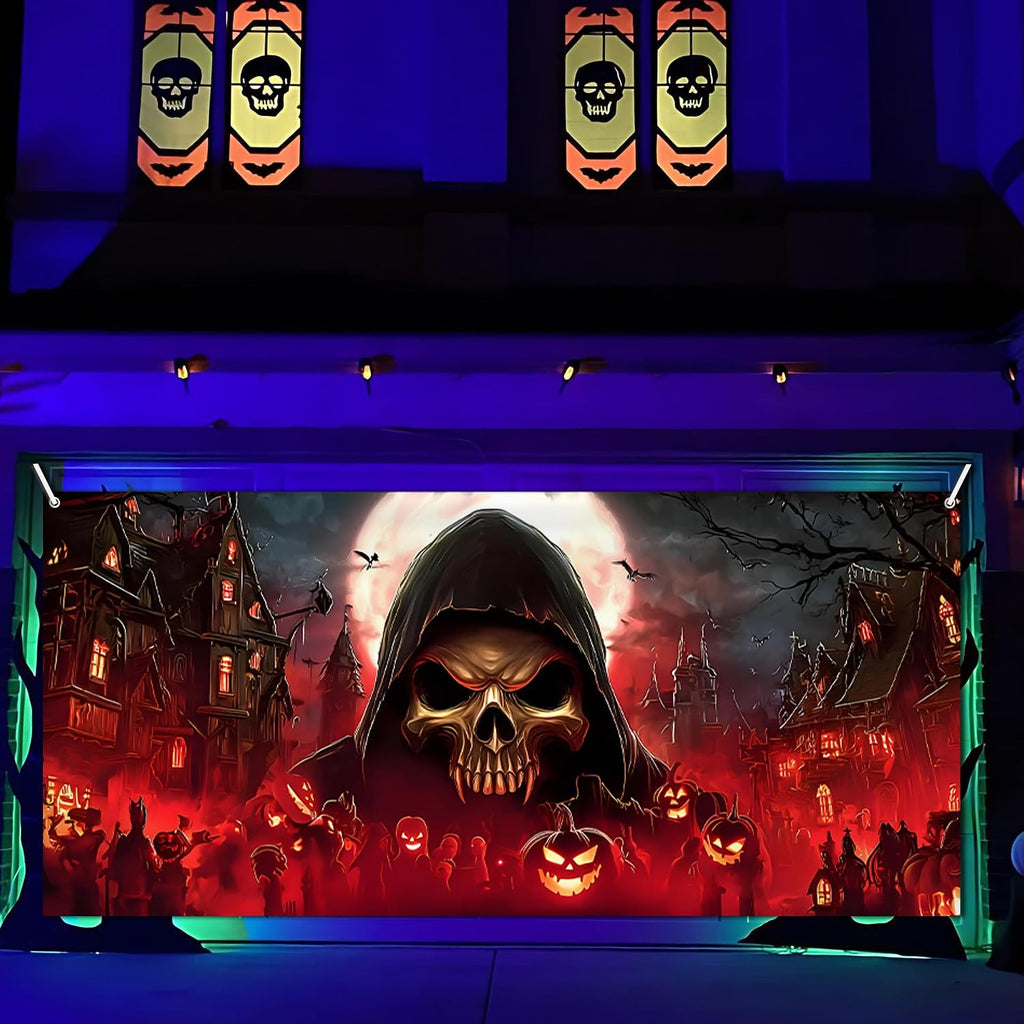 Scary Grim Reaper Mural | Halloween Garage Door Banner Cover