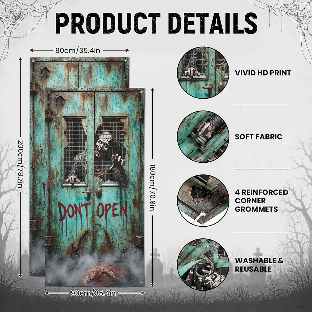 Clown Red Balloon Horror Door Banner Halloween Door Cover Zombie Behind