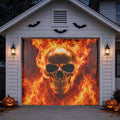 Flaming Skull & Fire | Halloween Garage Door Banner Cover
