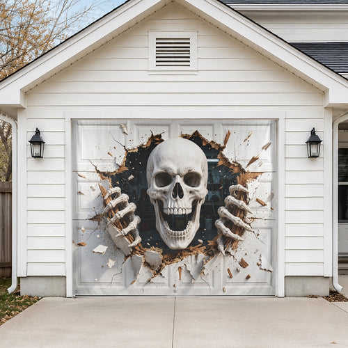 3D Illusion Skeleton | Halloween Garage Door Banner Cover