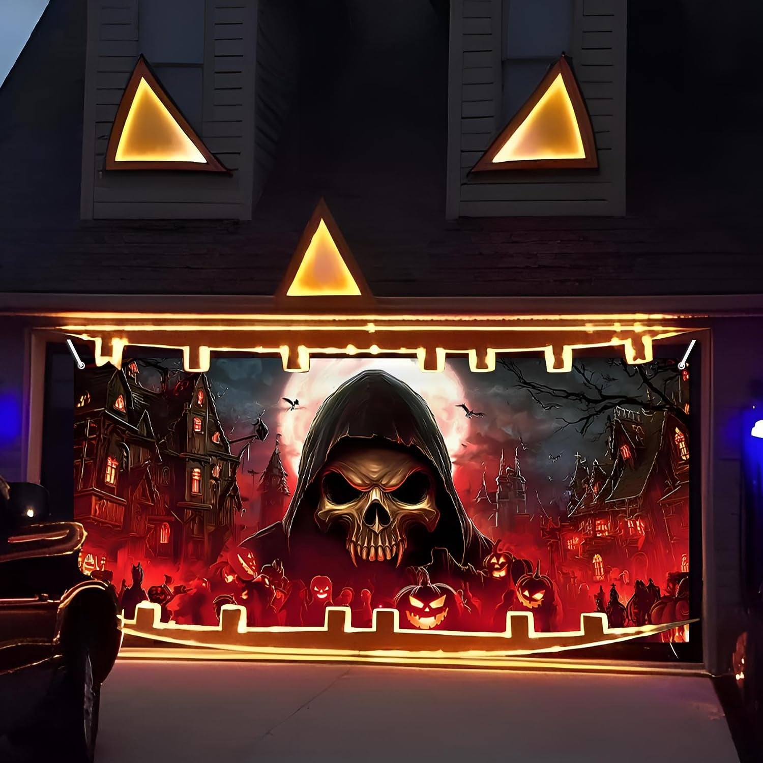 Scary Grim Reaper Mural | Halloween Garage Door Banner Cover