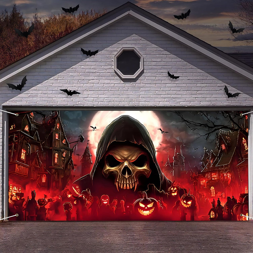 Scary Grim Reaper Mural | Halloween Garage Door Banner Cover