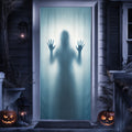 Screaming Skull Door Banner Halloween Door Cover Ghost Behind Frosted