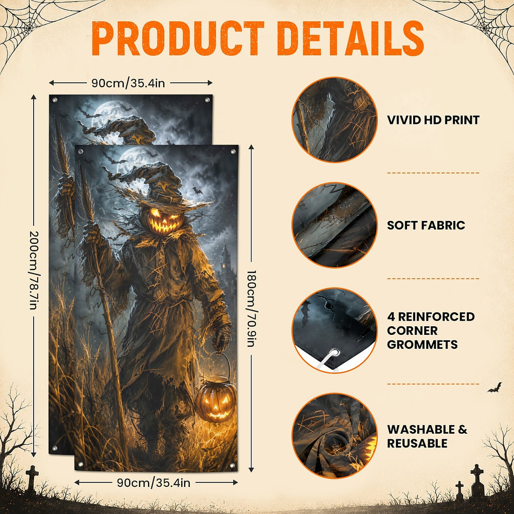 Pumpkin Door Banner Halloween Door Cover Pumpkin Scarecrow Jack O