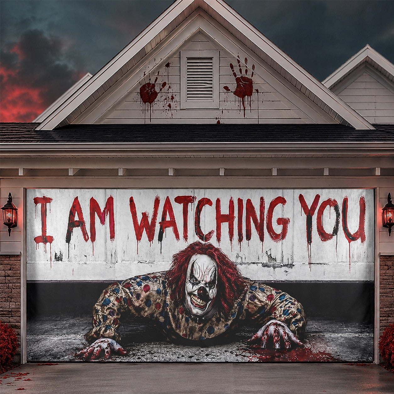 Zombie Monster & Glowing Eyes | Halloween Garage Door Banner Cover
